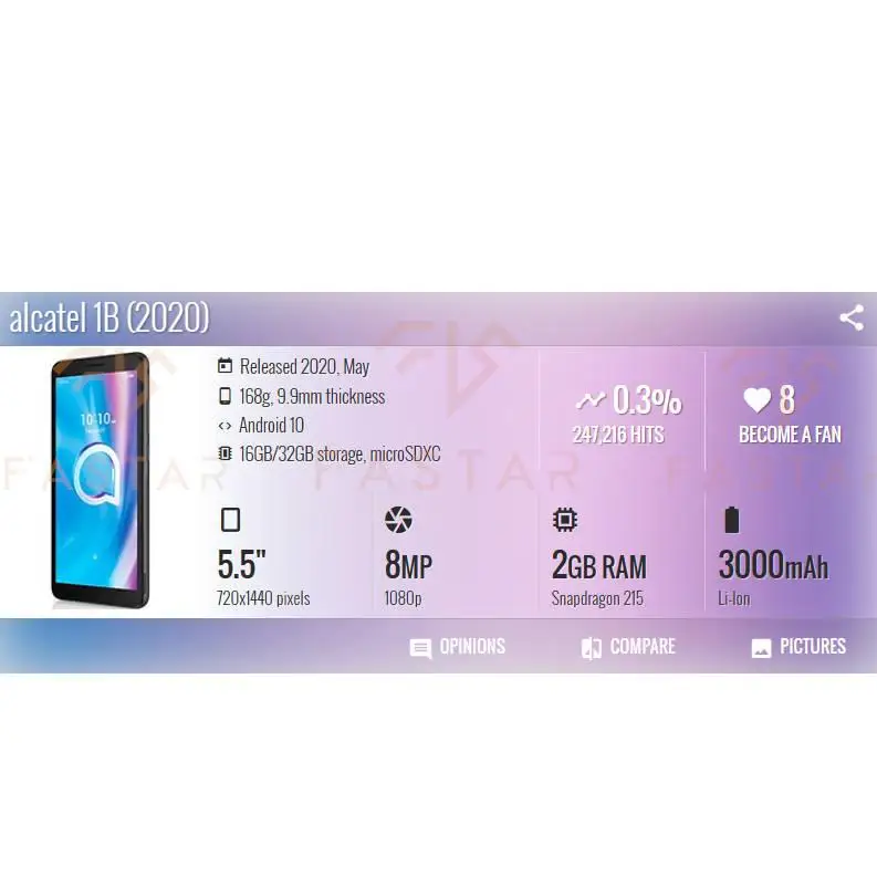 5002 5 &quotпротестированный для Alcatel 1B 2020 5002D ЖК-дисплей с сенсорным преобразователем