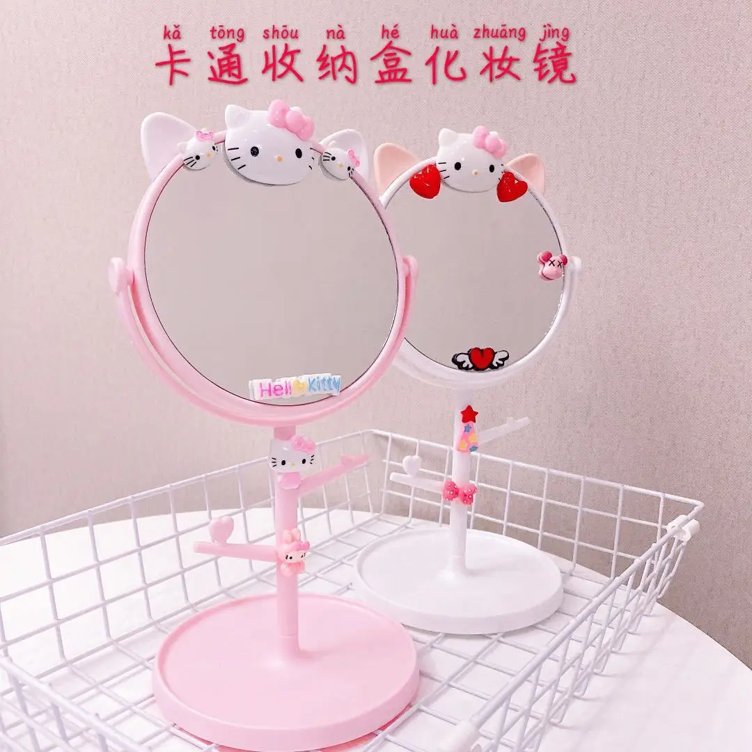 

Sanrio New Makeup Mirror Kawaii Hello Kitty Mirror Bedroom Countertop Anime Cute Creativeportable Folding Makeup Beauty Mirror