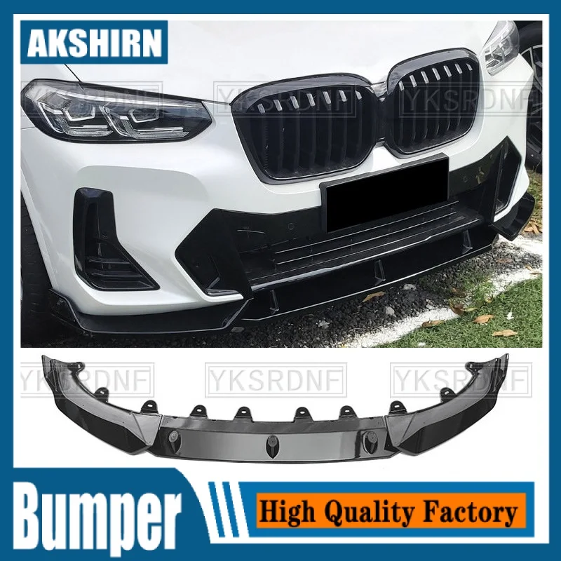 

Front Bumper Splitter Lip Spoiler Diffuser Guard Body Kit Cover For BMW X3 G01 X4 G02 dark kni 2021 2022 Gloss Black ABS Tuning