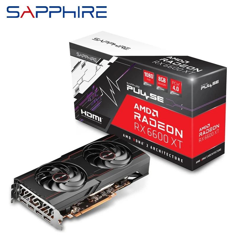 Новая Видеокарта Sapphire RX 6600 XT 6600XT 8 Гб 6000 графический процессор Radeon RX6600 RX6600XT GDDR6 видеокарты для настольных ПК AMD компьютерные игры
