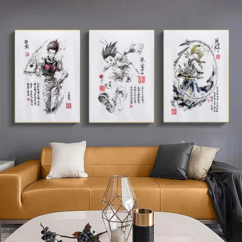 Hunter x охотничий плакат японское аниме Холст Картина Hisoka Gon Freecss Kurapika стены