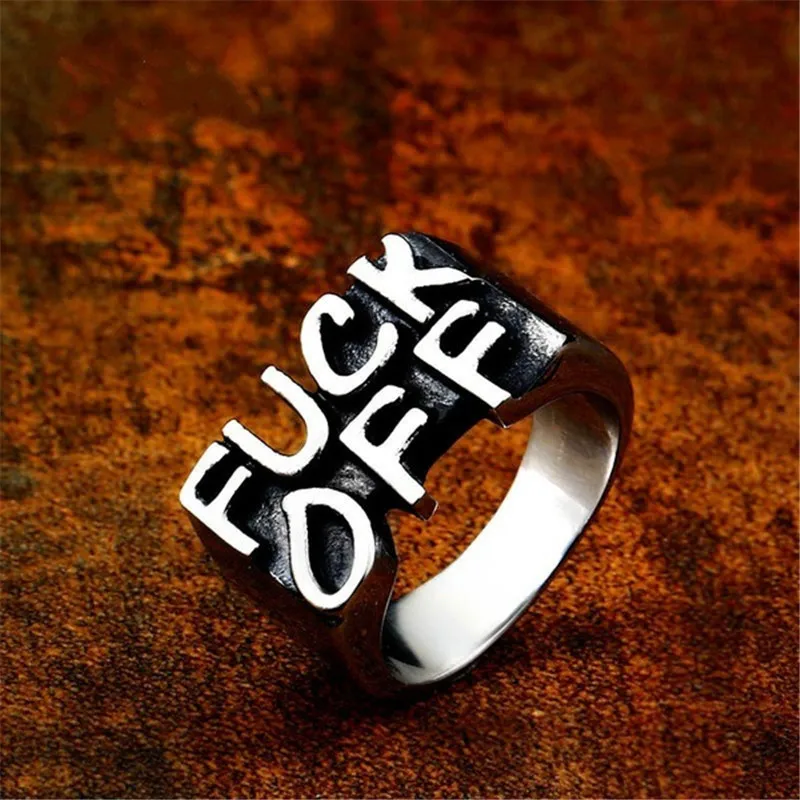 

New Punk Initial English Alphabet Ring For Women Man Vintage Erect Middle Finger Despise Ring 2021 Trend Party Jewelry Size 7-10