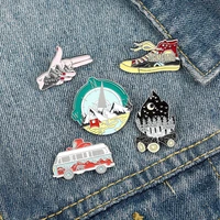 outdoor hiking series enamel pins creative tour bus compass hiking shoes match metal badge lapel brooch jewelry gifts 2022 new