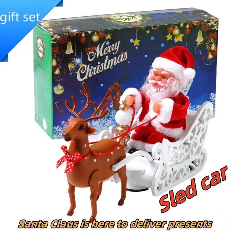 

Santa Claus Electric Music Deer Pull Car Christmas Presents Christmas Decorations Creative Christmas Childrens Gifts