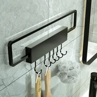 folding towel rack punch free towel bar wall mounted organizer hook hanger kitchen bathroom aluminum towel holder storage shelf