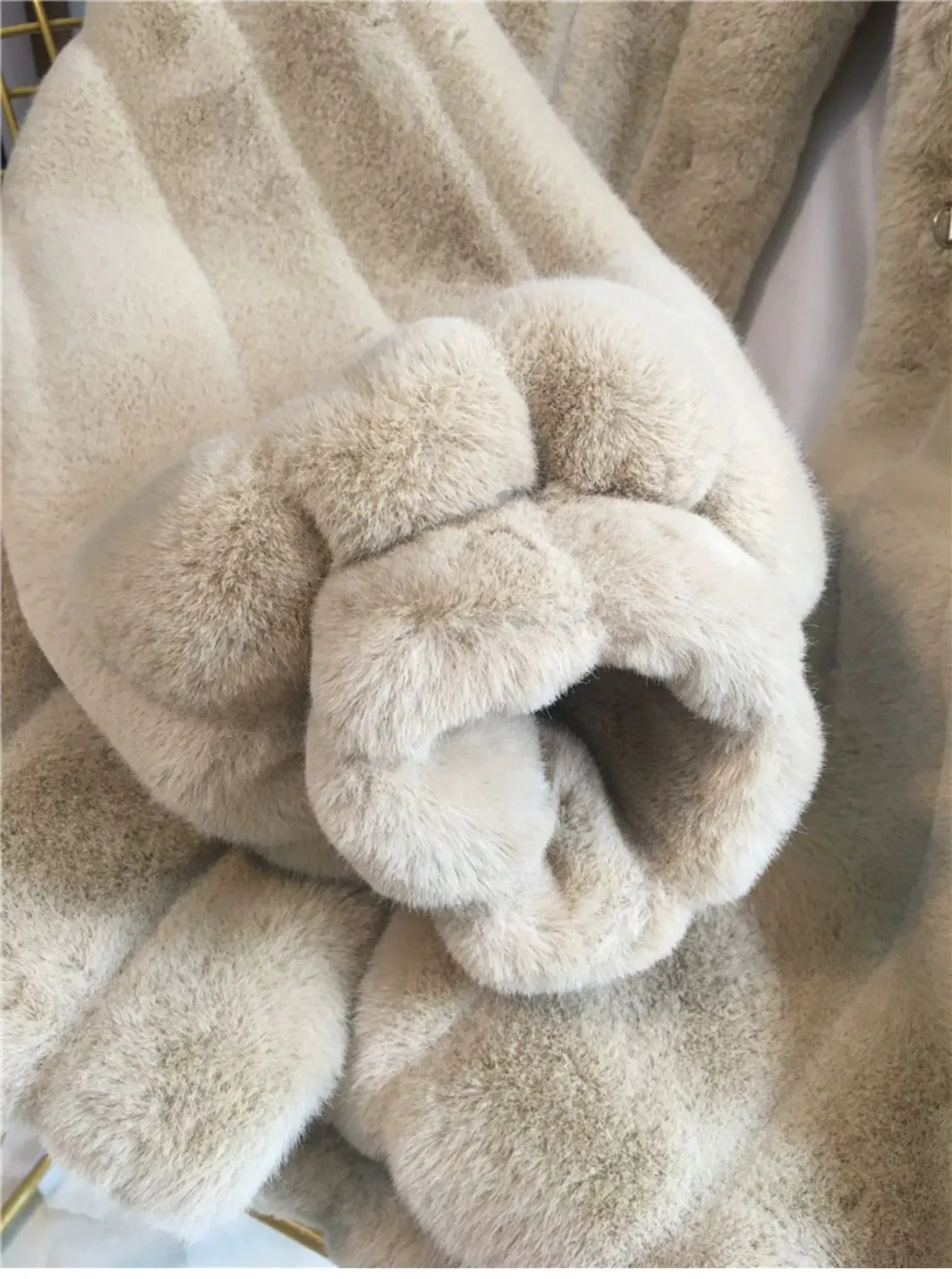 Faux Fur Coat Office Lady Pockets Autumn Winter Jacket Women 2022 Thick Warm Rex Rabbit Fur White Tops Fashion Famale Clothing