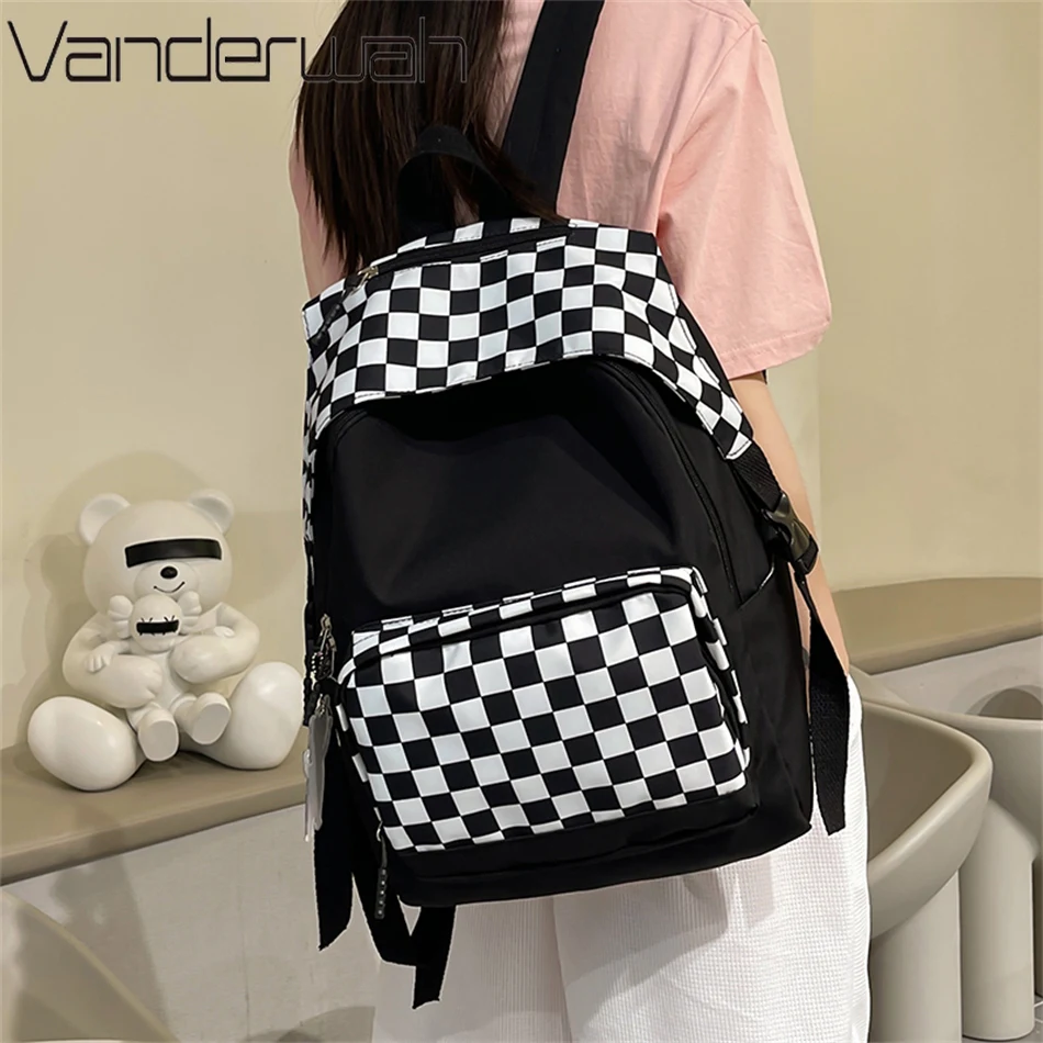 

Fashion Women Plaid Backpack Designer Luxury School Bookbags for Teen Girls High Quality Female Rucksack Large Capacity Mochilas