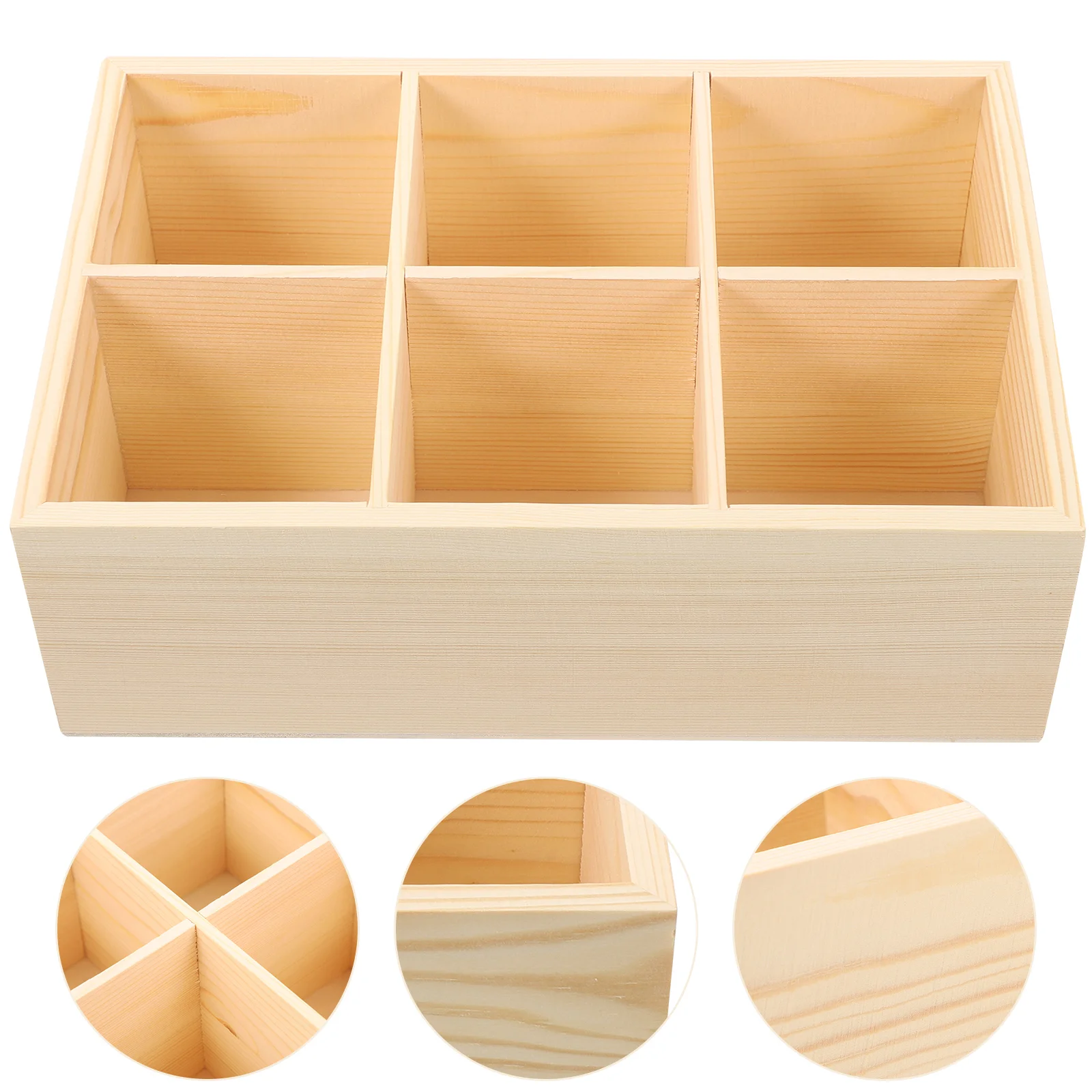 

Marker Box Bamboo Utensil Holder Pen Storage Large Capacity Crayon Organizer Wooden Tabletop