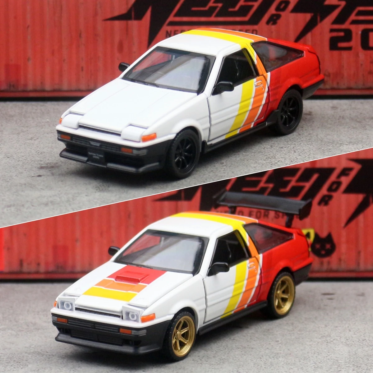 Фото Масштабная модель гоночного автомобиля Toyota AE86 Sprinter Trueno 1/37, сборный набор CCA, литая миниатюра с свободными колесами, коллекционный подарок для мальчиков №2