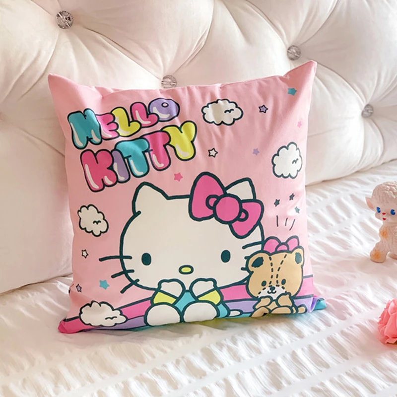 

45x45cm Decorative Pillows for Bed Hello Kitty Pillowcase Pillow Hugs Cushions Covers Cushion Cover Sofa Anime Throw Home Decor