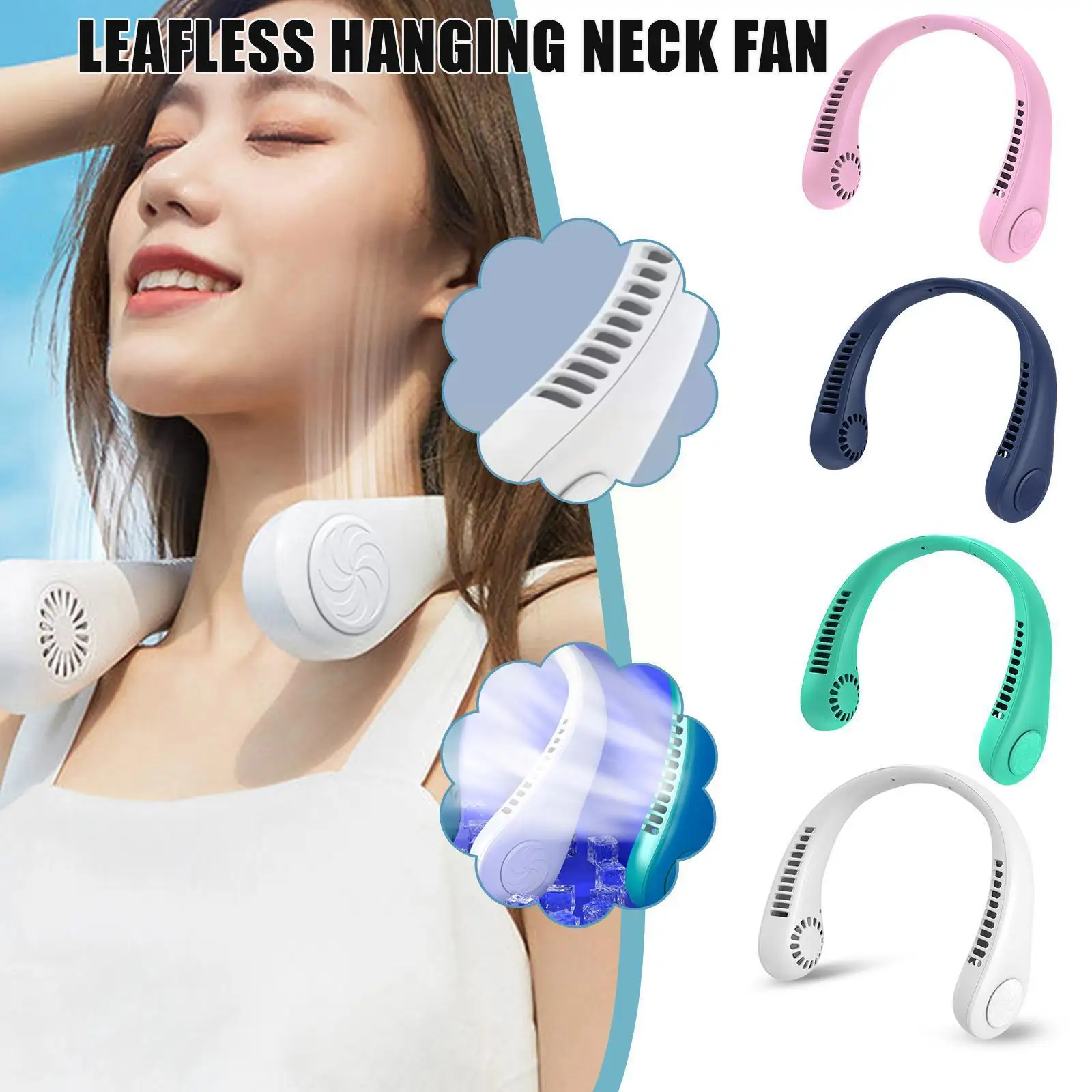 

Portable Lazy Bladeless Hanging Neck Fan Rechargeable Mini USB Head Sports Fans Free Fan Hands Outdoor Traveling Fan Wearab X5Z9