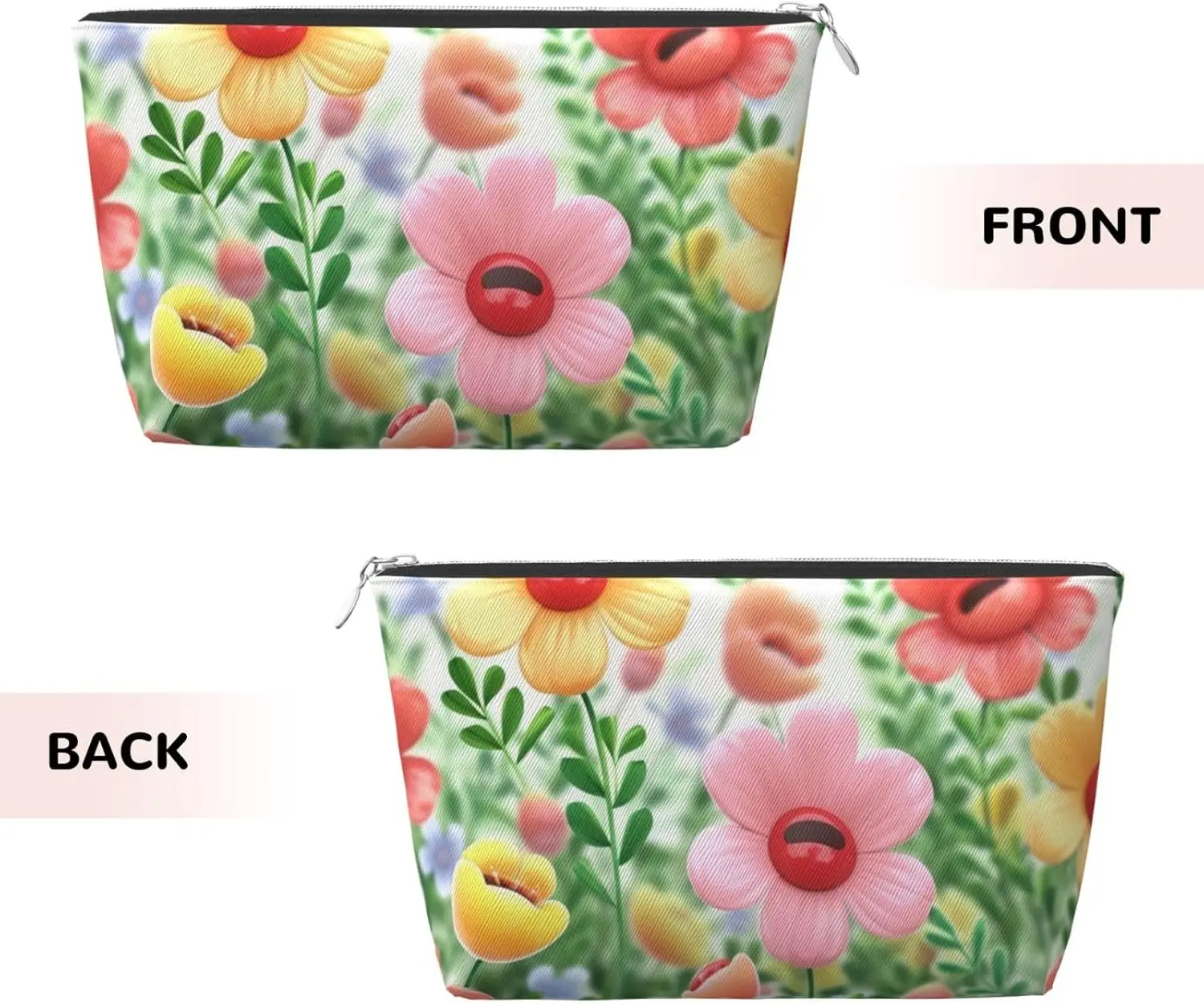 Кожаная дорожная косметичка с цветочным принтом Happy