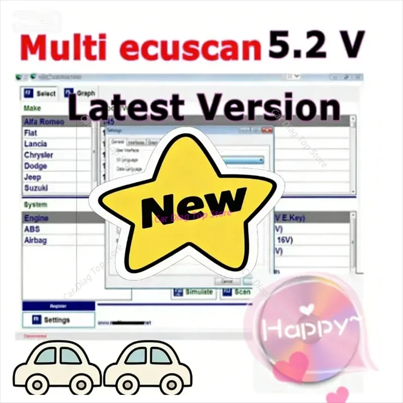 Фото 2026 Горячий год! Программное обеспечение Multiecuscan 5.2 для Fiat. Программное обеспечение для сканера Multiecuscan V5.2 для Fiat/Chrysler/Dodge/Jeep/Suzuki. №1