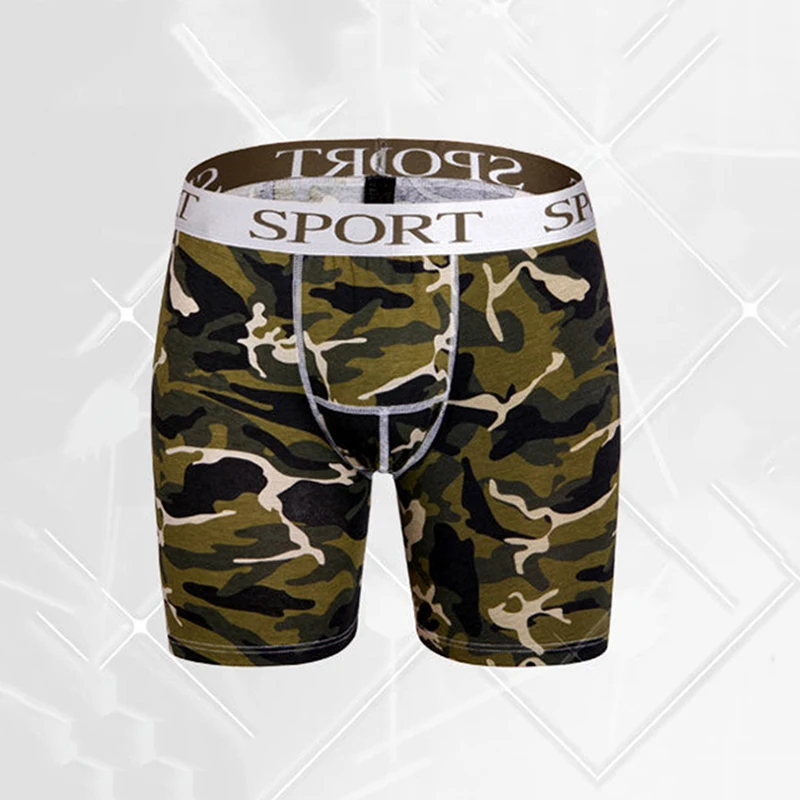 3Pcs Men Camouflage Fashion Fitness Sports Cotton Plus Size Underpants Comfortable Breathable Plus Length Men's Plus Size Boxer