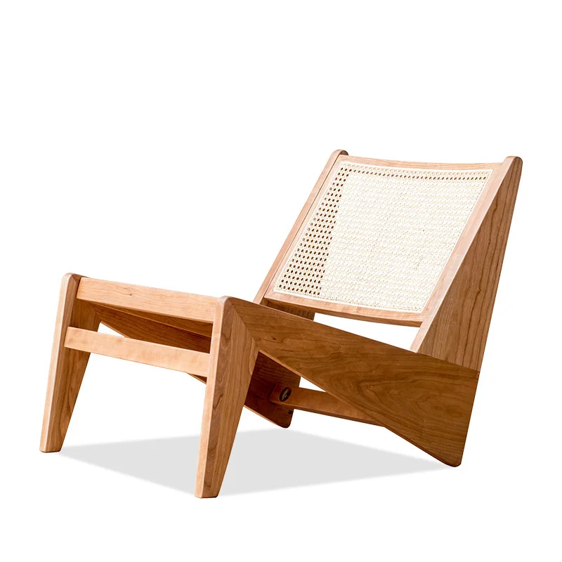 

Nordic solid wooden rattan chair wood kangaroo cane dining chair