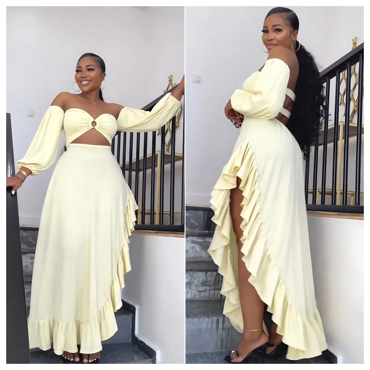 

Design Off Shoulder Backless Irregular Ruffle Sexy Dress for Women Black Vintage Vestidos Summer Spring Hollow Out Robe 2023