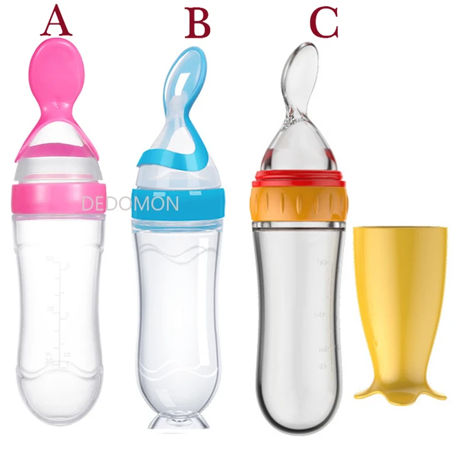 Squeezing Feeding Bottle Silicone Newborn Baby Training Rice Spoon Infant Cereal Food Supplement Feeder Safe Tableware Tools 2