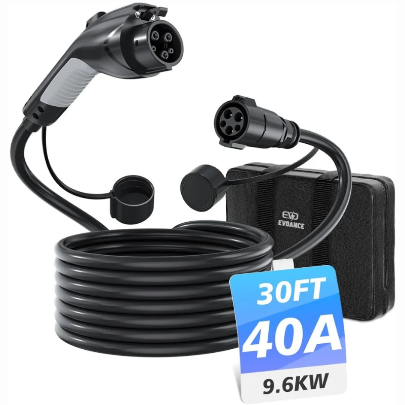 Фото Удлинитель зарядного устройства EVDANCE J1772 EV, 40 А, 30 футов, зарядный шнур для электромобиля, 110-240 В, совместим со всеми SAE J1772 EVs №1