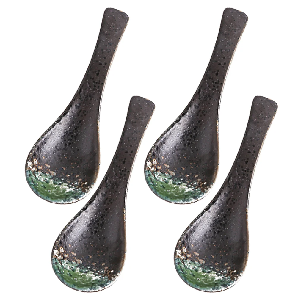 

4pcs Ramen Soup Spoons Spoons Ceramic Soup Spoons Restaurant Porridge Spoons