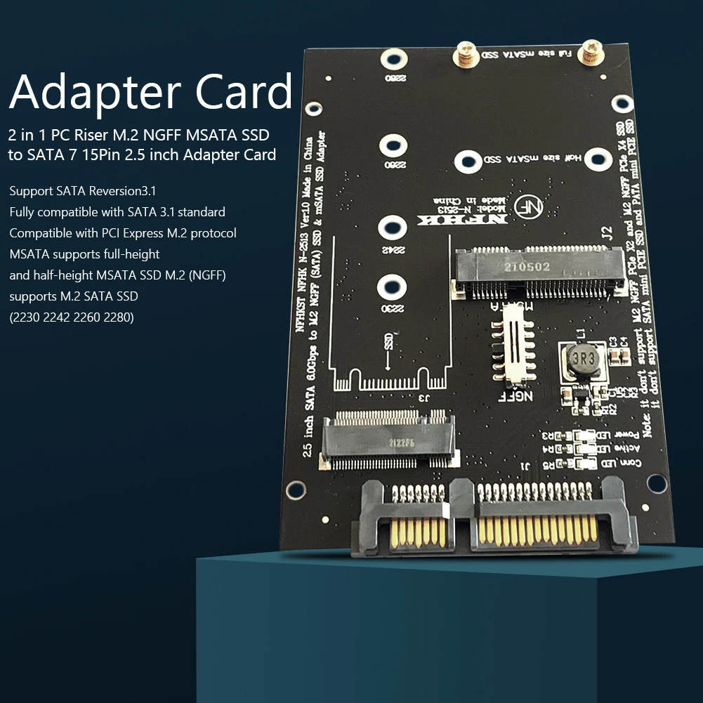 Адаптер M.2 NGFF MSATA SSD на SATA 7 15Pin 2 5 дюйма карта в 1 конвертер переходника для