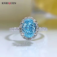 vintage 100 925 sterling silver 68mm aquamarine lab diamond rings for women wedding engagement band party fine jewelry gifts