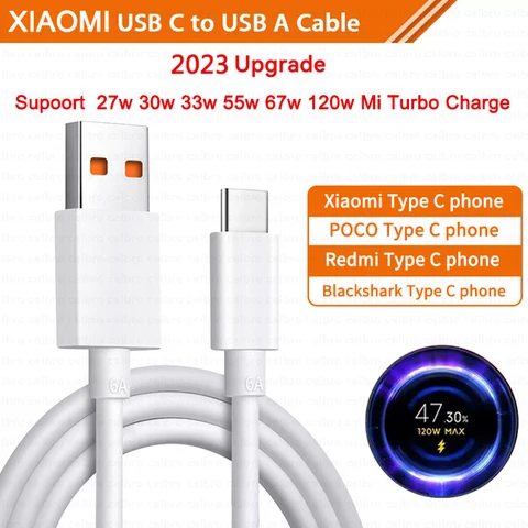 Оригинальный Usb-кабель 120 Вт, 67 Вт, Тип C, 6A, зарядное устройство Turbo Tipo, провод для быстрой зарядки для Xiaomi 13, 12, 11, Poco, Redmi Note 10 Pro, 12T, K60