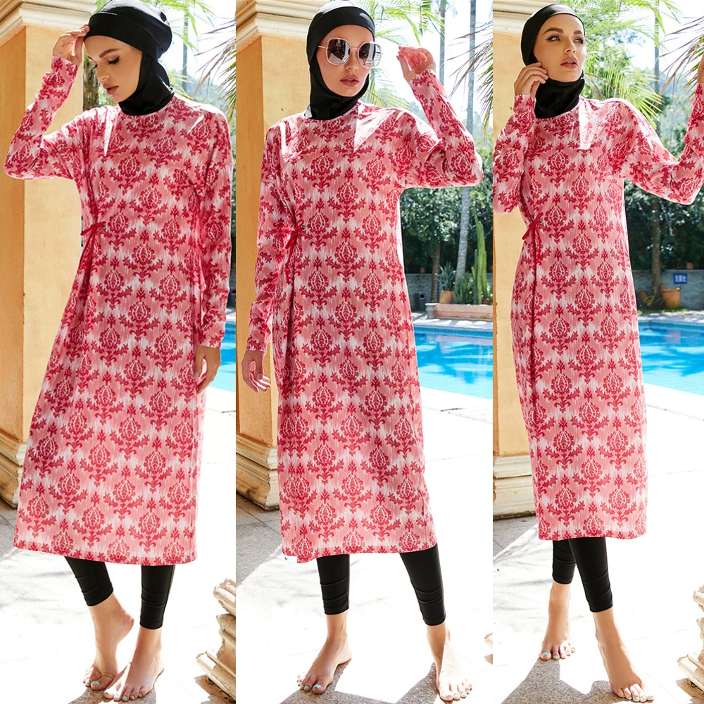 

Woman Muslim Swimwears Burkini Mujer Maillot De Bain Hair Hood Cap Modest Islam Burqini Islamic Hijab Beach Full Coverage Suit