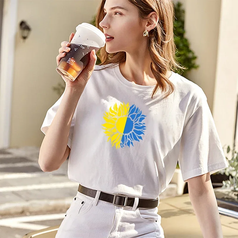 

Футболка женская двухцветная с принтом солнца и букв Y2k, свободная мягкая рубашка из чистого хлопка с коротким рукавом, удобная одежда