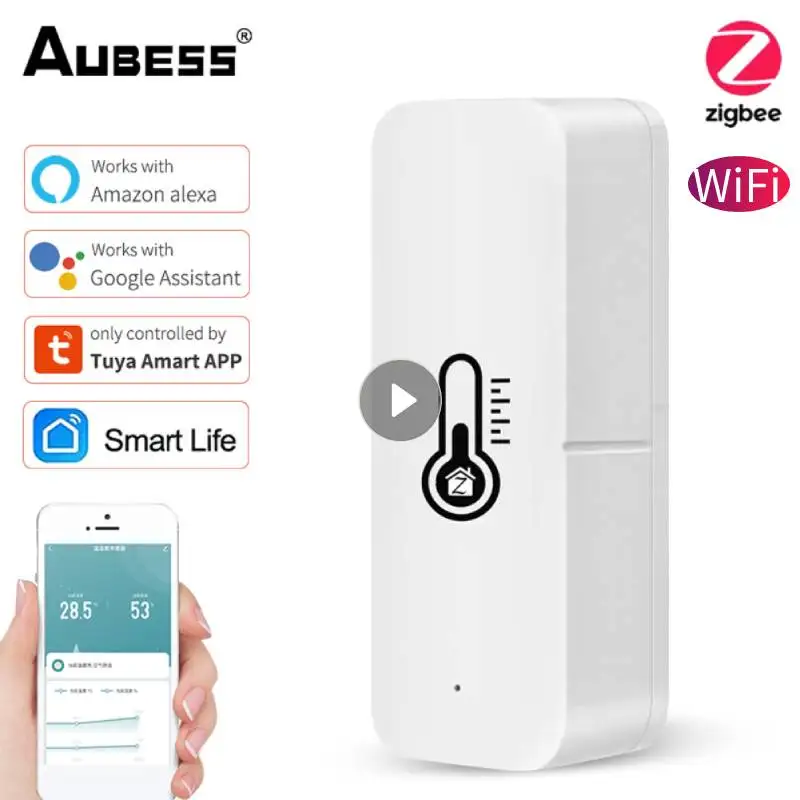 

Контроллер датчика температуры и влажности Tuya Wi-Fi Zigbee или Wi-Fi, комнатный гигрометр, термометр для умного дома для Alexa Google