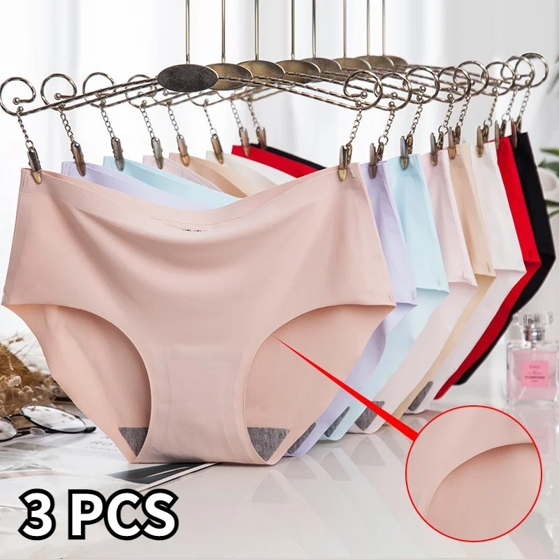 

Трусики женские бесшовные из вискозы со средней посадкой, 3 шт./лот