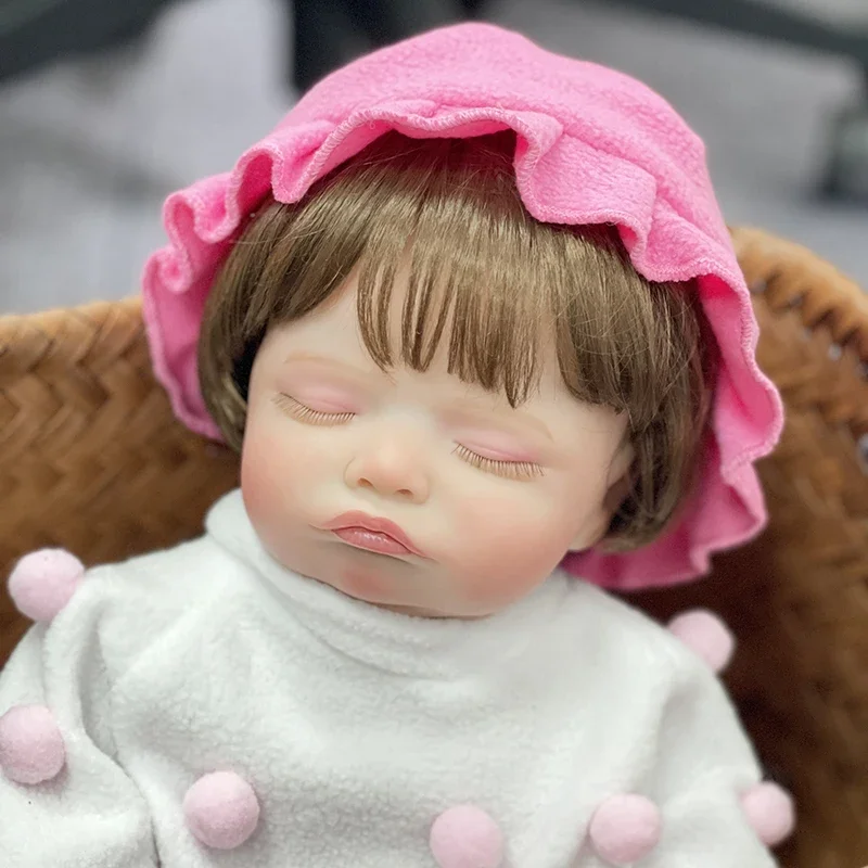 45 см Reborn Sleeping Rosalie Мягкие волосы с ручными корнями 3D кожа венами Коллекционная