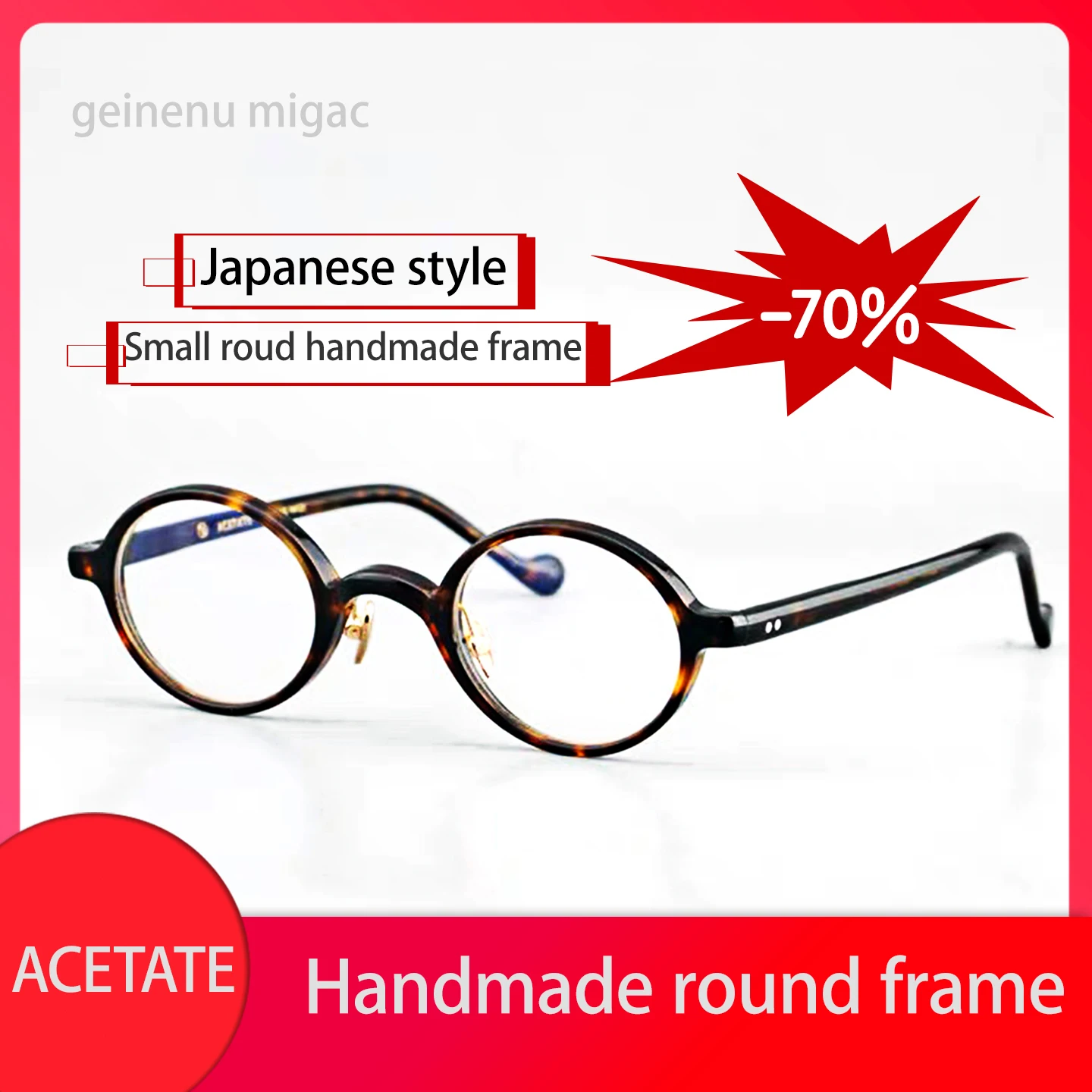 

Vazrobe Acetate Japenese Small Round Eyewear Frames Male Nerd Men Transparent Black Reading Glasses