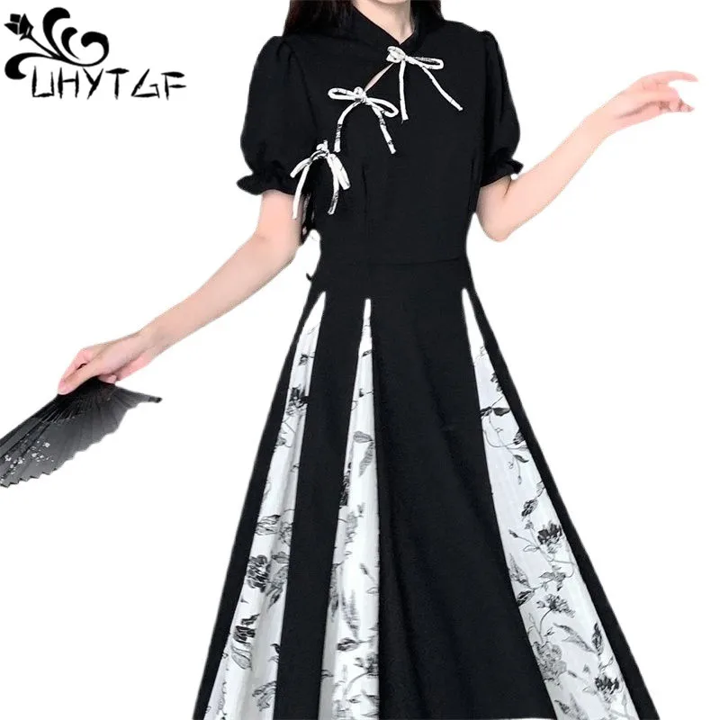 Платье-Ципао в национальном стиле для женщин летнее приталенное платье с