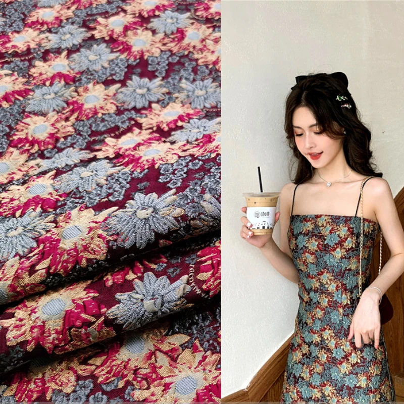 

Жаккардовая жаккардовая ткань, французская ретро-юбка с рельефным рисунком, женская одежда, материал для шитья двора