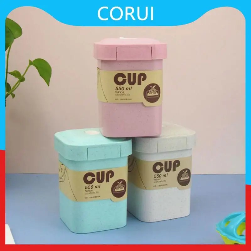 

Wheat Straw Oatmeal Cup Sealed With Lid Food Container Multifunction A Cup Of Multi-use Small And Portable Modern Minimalist