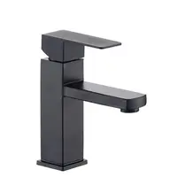 304 stainless steel single hole faucet stainless steel brushed washbasin faucet hot and cold black square faucet