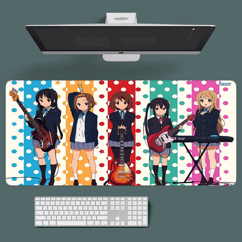

K-on Computer Mouse Pad 900x400 Keycaps Kawaii Girl Big Office Gaming 900 × 400 Laptops Extended Custom Gamer Keyboard Desk Mats
