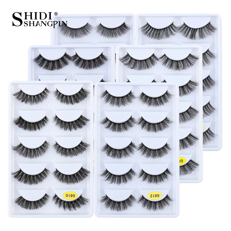 

SHIDISHANGPIN False Eyelashes Cat-Eye Fluffy Faux Mink Lashes Wispy Lashes 5 Pairs Pack Dramatic Long Thick Volume Eyelashes