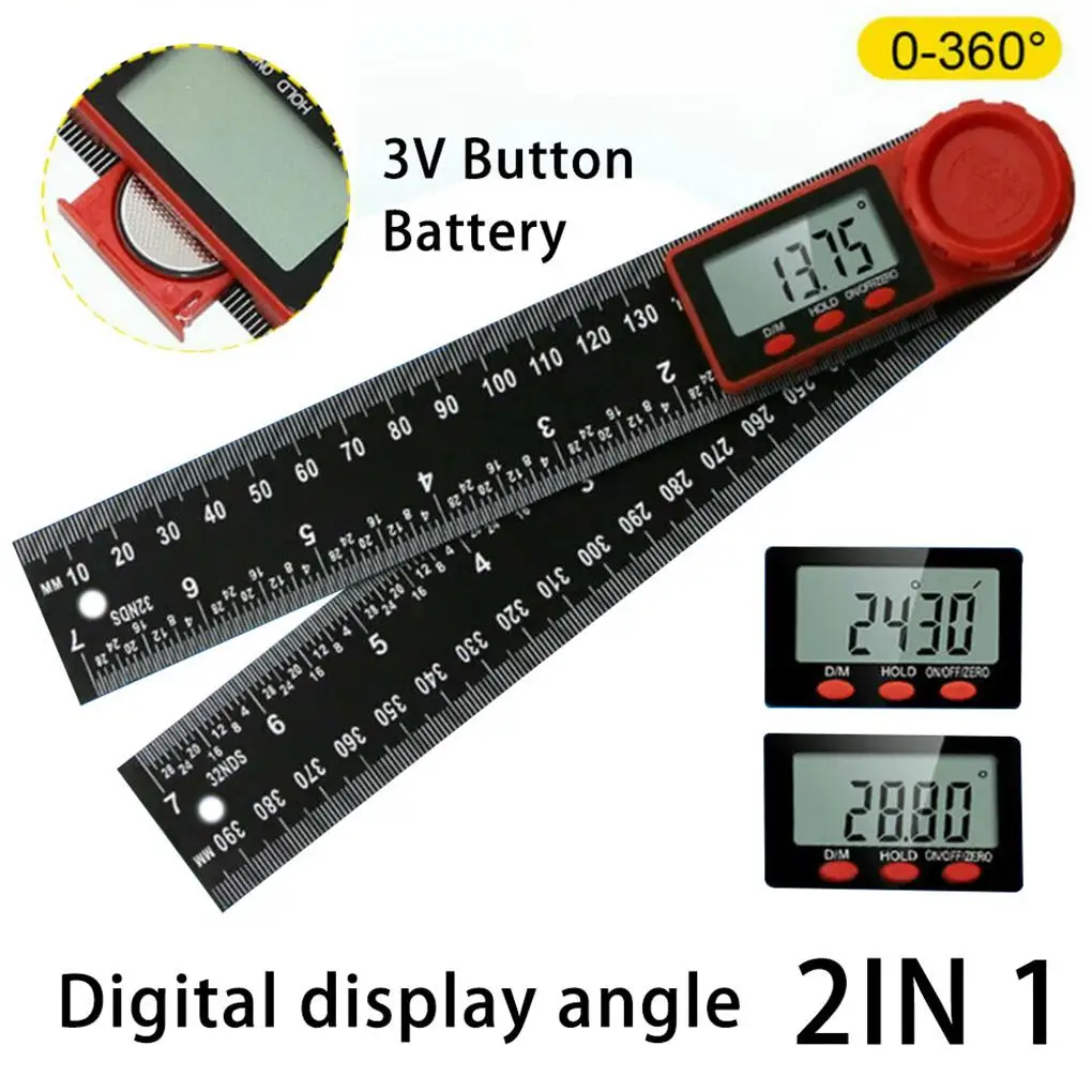 

2 in 1 Electronic LCD Digital Angle Finder 200mm Angle Finder Ruler Protractor