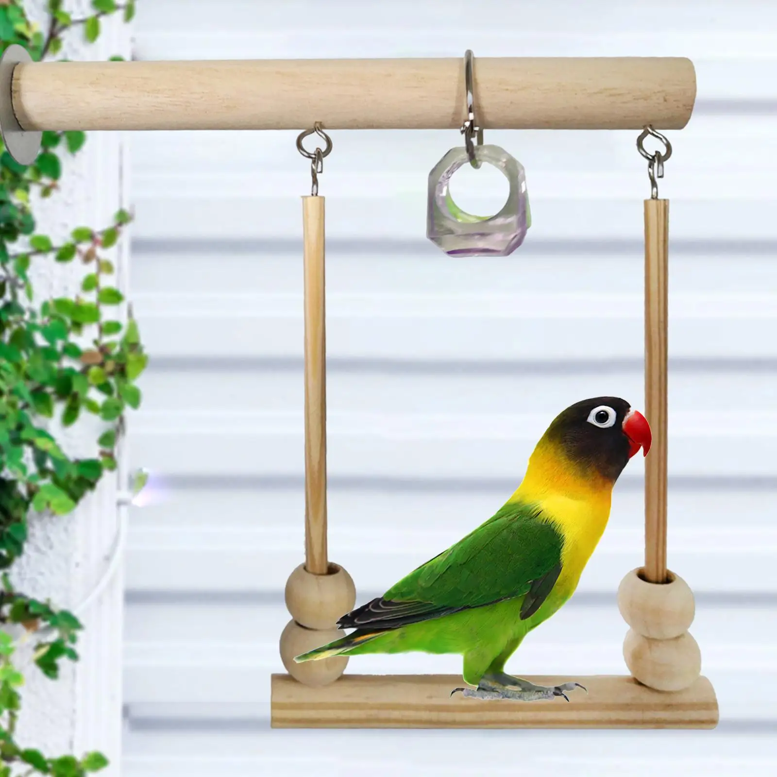 

Деревянная подставка для попугаев, качели с жевательными бусинами 1x для Budgie, маленький, средний, большой, попугай, маленькие попугаи, маленький ара, Африканский попугай
