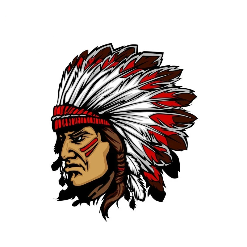 

Personality Indian Chief Mascot Head Car Sticker PVC Decal on Window Bumper Decorative Motorcycle Laptop Sticker Car Accessories