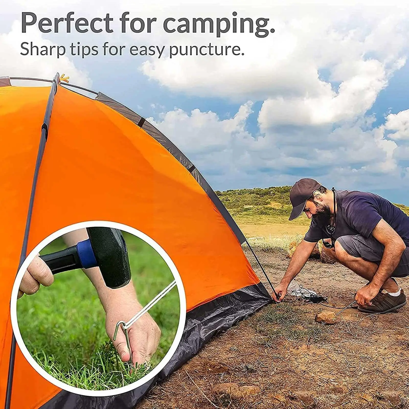 

5pcs 22cm Tent Pegs Steel L-shape Tent Nails Garden Ground Heavy Outdoor Tents Duty Stakes Accessories Tent Camping Stakes K1F3