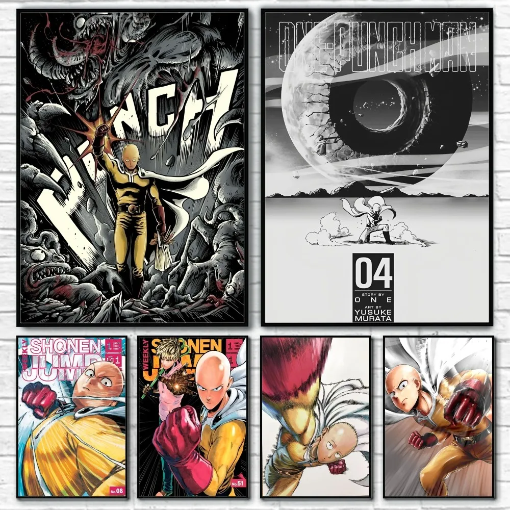 O-ONE Japanese Anime MANs P-PUNCH Poster Sticky Wall Art Printing Waterproof Home Living Bed Room Bar Hallway Aesthetic Decor