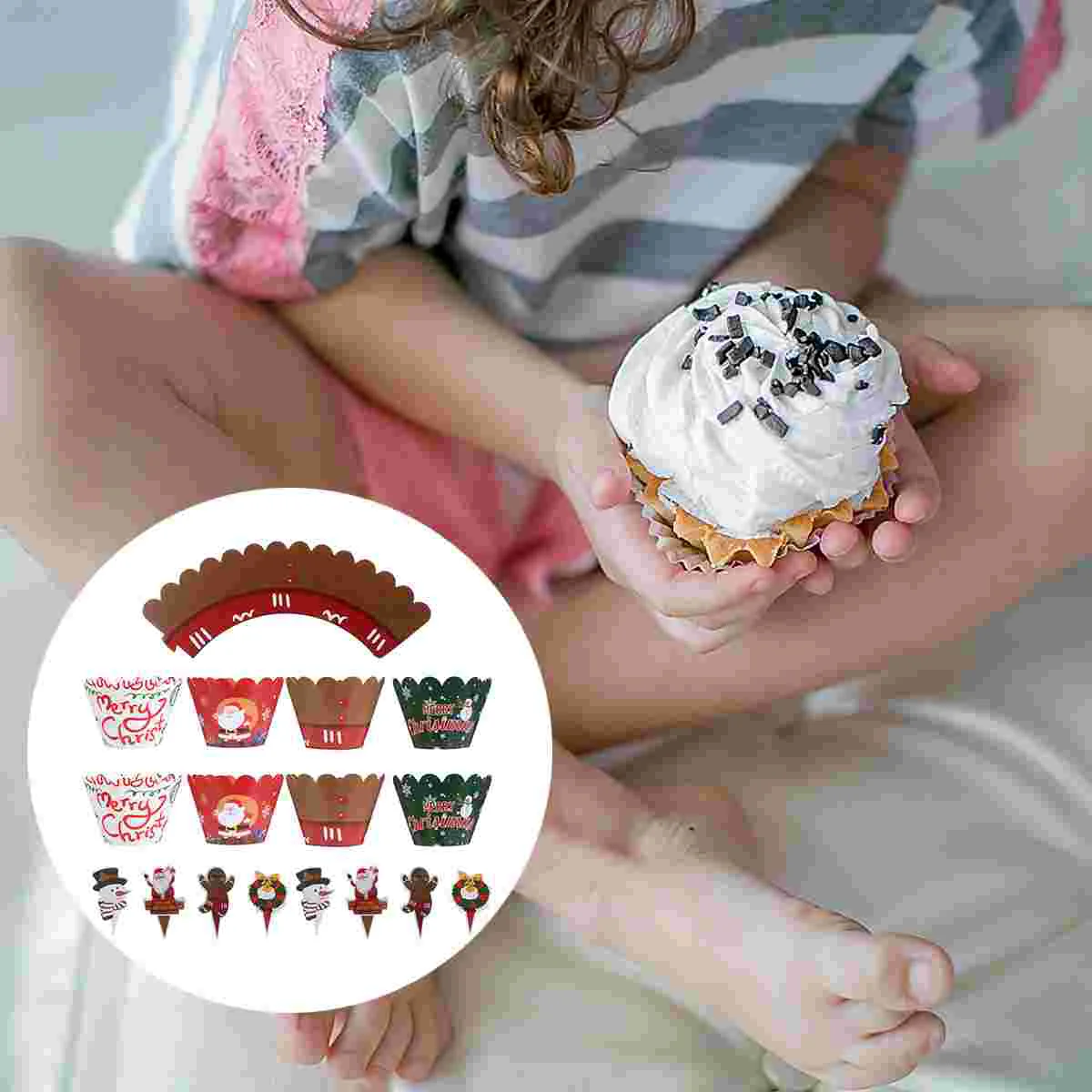 

Christmas Cupcake Toppers Cake Wrappers Partypicks Dessert Topper Holidaydecorations Liners Santa Holders Muffin Edible Decor