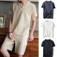 mens clothing summer cotton linen shirt short sleeve fashion beach casual daily tops male outfits andhome clothes pajamas comfy