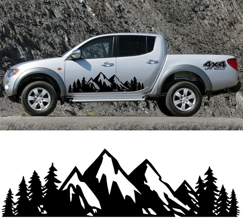 

Bigens Car Decals Sticker,4PCS Auto Vinyl Mountain Forest Decal DIY Sport Styling Bumper Stickers Self-Adhesive Waterproof Engin