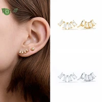 925 sterling silver needle geometric square white zircon earrings for women simple premium stud earrings wedding luxury jewelry