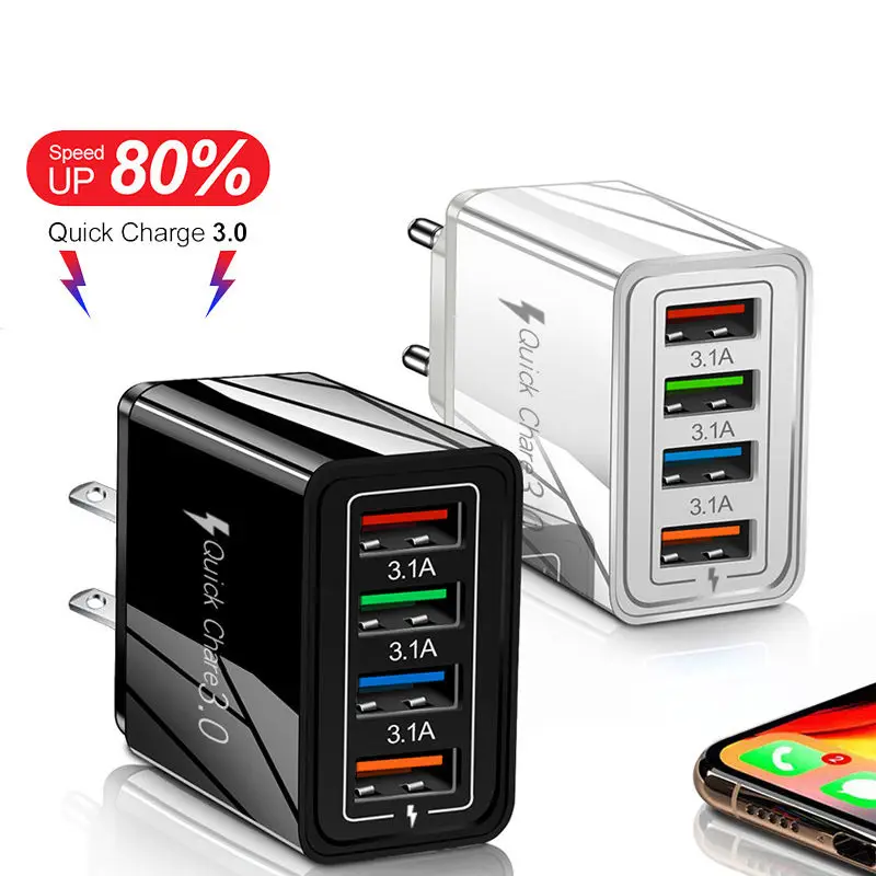 Сетевой адаптер с 4 USB-портами 3 1 А совместим iPhone/Android |