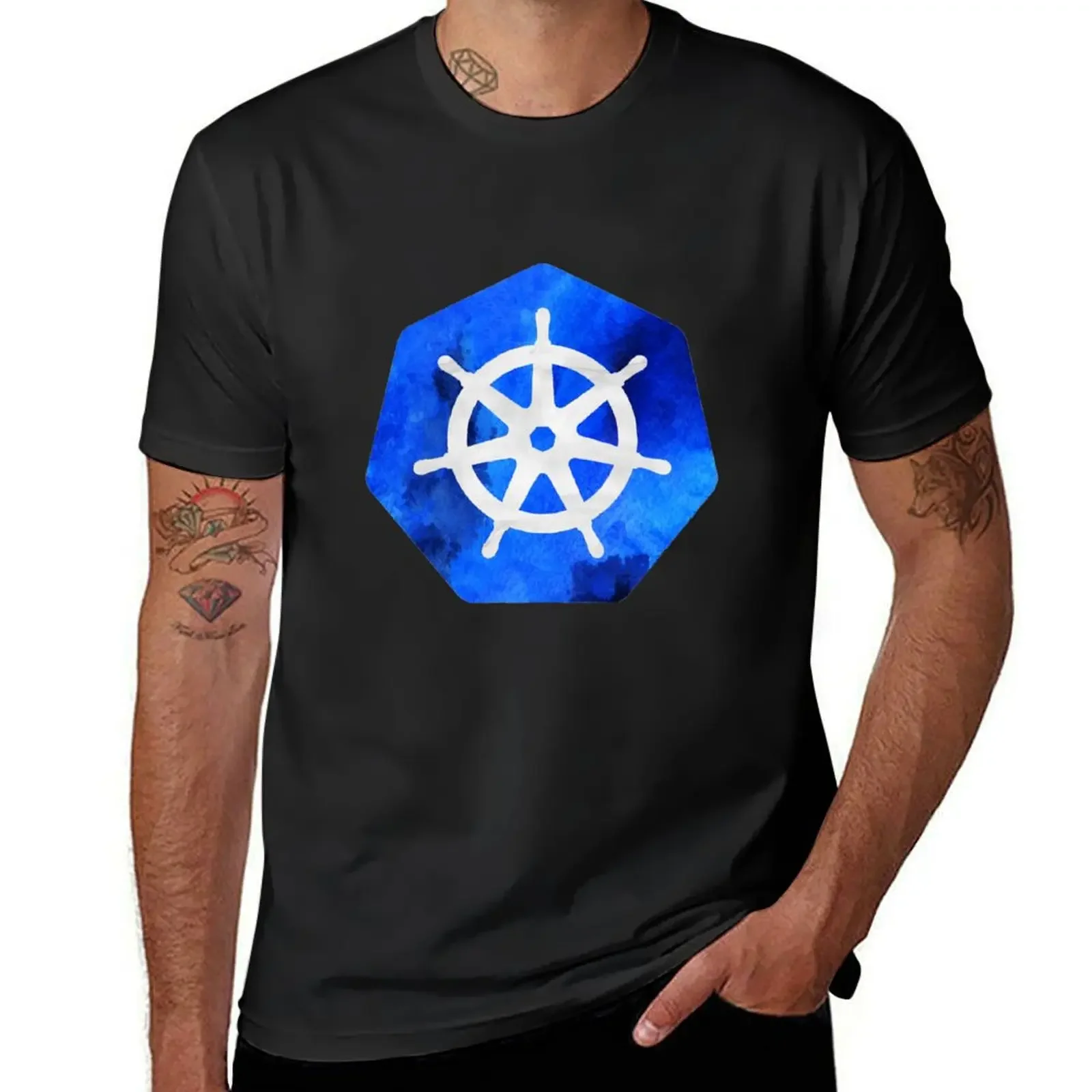 Kubernetes акварельный рисованный Логотип Shell Ubuntu Coder футболка программиста аниме