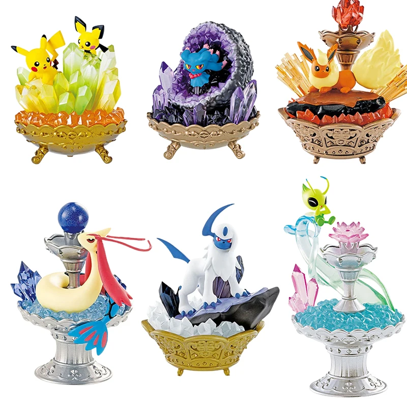 

Anime Pokemon Gemstone Collection Series Pikachu Flareon Milotic Celebi Misdreavus Absol Pvc Action Model Decoration Figure Toys